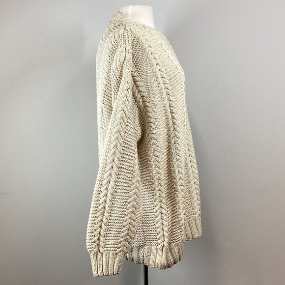 Gucci Vintage Cream Cable Knit Crewneck Pullover Sweater Sz XL - Picture 3 of 6